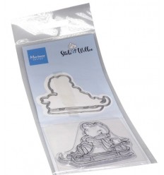 Tampon &amp; pochoir de découpe Ours et lapin - Marianne Design