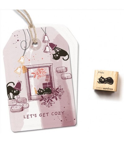 Mini Stempel Katze Frida liegend2 - cats on appletrees