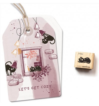 Mini Stempel Katze Frida liegend2 - cats on appletrees