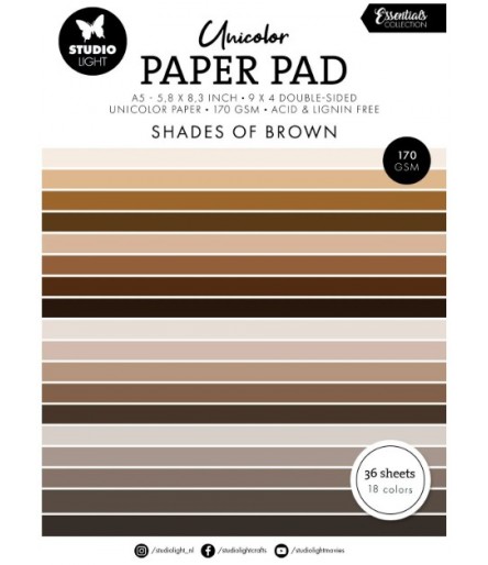 Scrapbooking Paper Pad  Shades of Brown A5 - Studio Light