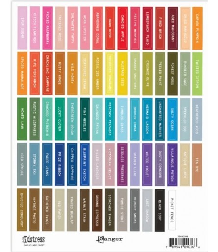 Distress Ink Pad Label Sheets - Ranger Tim Holtz
