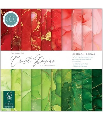 Scrapbooking Papier Ink Drops - Festive, 6x6" | 15x15 cm - Craft Consortium