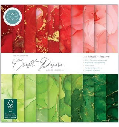 Scrapbooking Papier Ink Drops - Festive, 6x6" | 15x15 cm - Craft Consortium