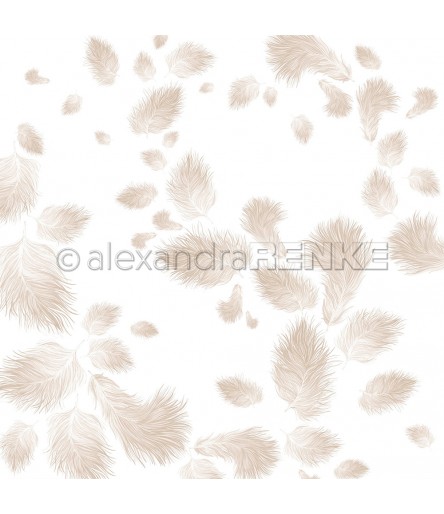 Scrapbooking Papier Federn hellbraun - Alexandra Renke