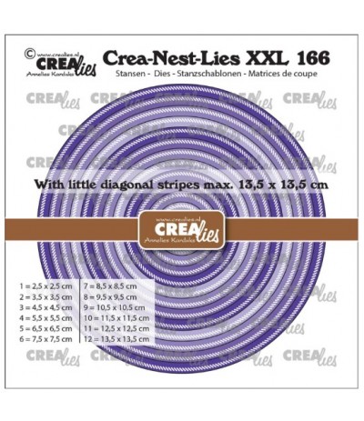 Pochoirs à découper cercles avec rayures diagonales, 12 pièces  - Crealies