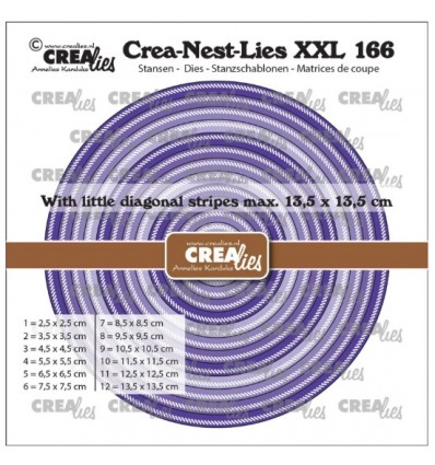 Pochoirs à découper cercles avec rayures diagonales, 12 pièces  - Crealies