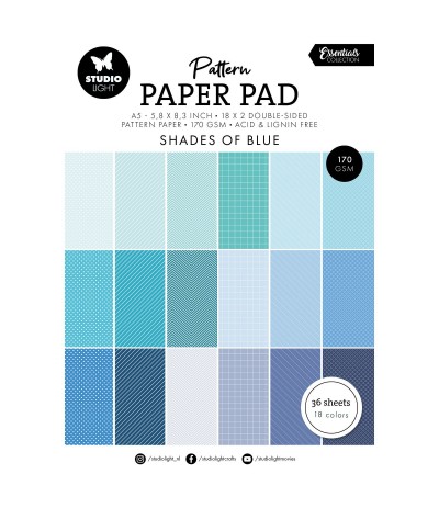 Scrapbooking Papier Pad Pattern Shades of Blue A5 - Studio Light