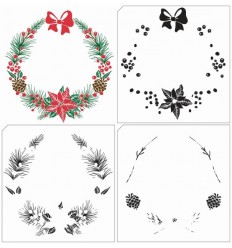 Silikon Stempelset Weihnachtskranz 3-teilig
