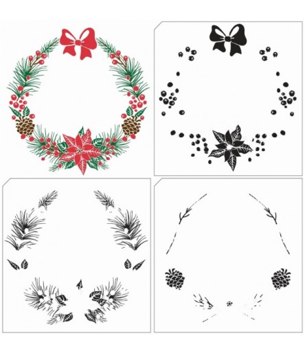 Set de tampons en silicone « Couronne de Noël », 3 pièces