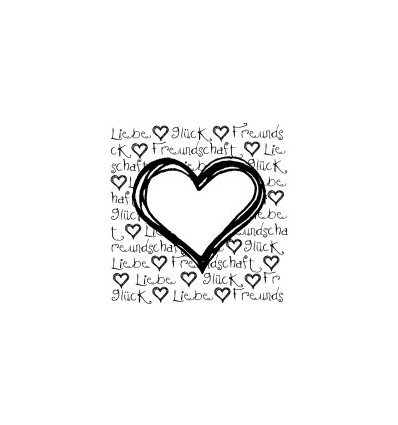 Herz mit Schrift Liebe, Glück, Freundschaft Stempel