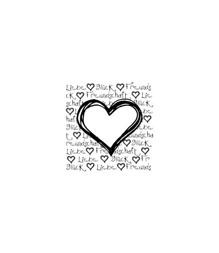 Herz mit Schrift Liebe, Glück, Freundschaft Stempel