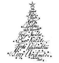 Text Weihnachts Baum Stempel