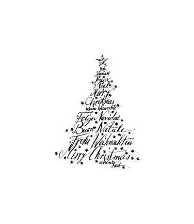 Text Weihnachts Baum Holzstempel