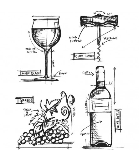 Cling Stempel Set Wine Blueprint - Tim Holtz