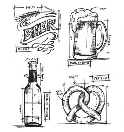 Cling Stempel Set Beer Blueprint - Tim Holtz