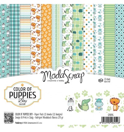 Scrapbooking Papier Color of Puppies, 15x15cm - Moda Scrap