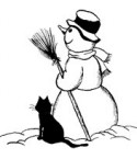Schneemann mit Katze Stempel