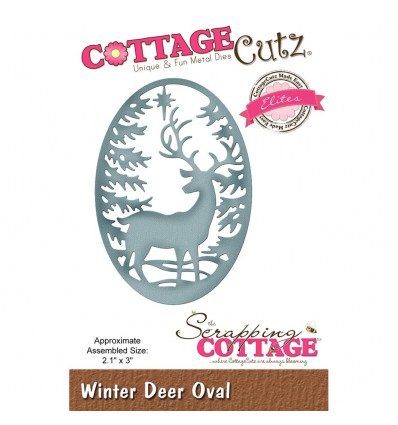 Stanzschablone Winter Deer Oval - Cottage Cutz
