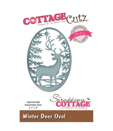 Stanzschablone Winter Deer Oval - Cottage Cutz