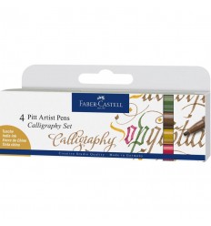 Tuschestift Pitt Artist Pen Calligraphy 4er Etui, Farben - Faber Castell