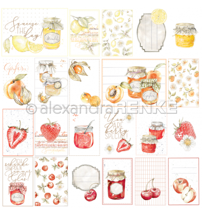 Scrapbooking Papier Kärtchenbogen Rot/Orange Marmelade - Alexandra Renke
