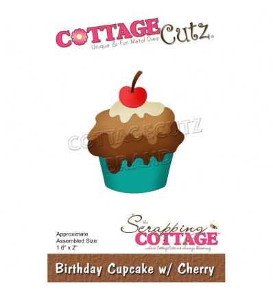 Stanzschablone Birthday Cupcake with Cherry - Cottage Cutz