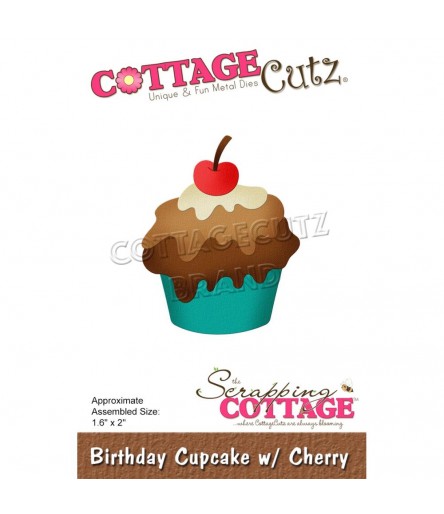 Stanzschablone Birthday Cupcake with Cherry - Cottage Cutz