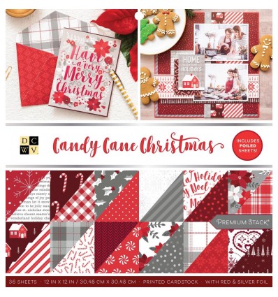 Scrapbooking Papier Candy Cane Christmas, 12" x 12" - DCWV