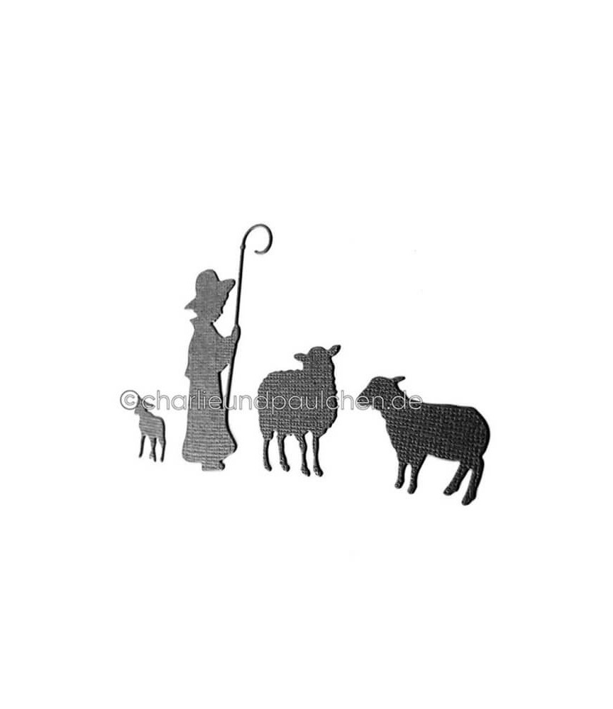 Stanzschablone Hirte mit Schafen Charlie &amp; Paulchen