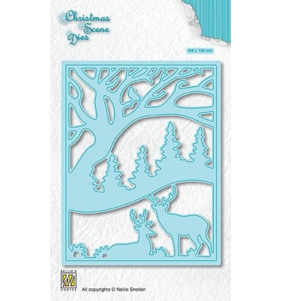 Stanzschablone Christmas Scene Deer in forest - Nellie's Choice