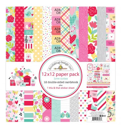 Scrapbooking Papier Love Notes, 12" x 12" - Doodlebug Design