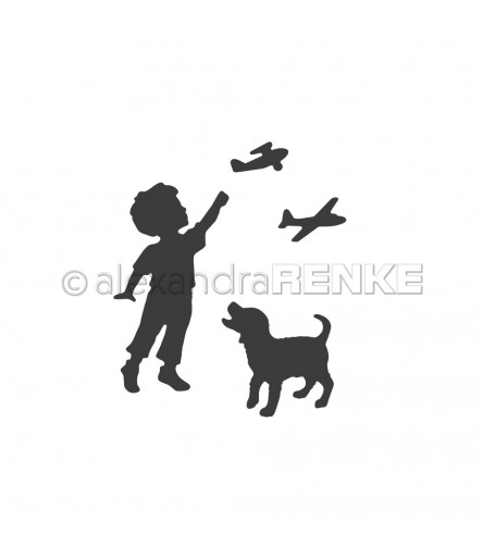 Stanzschablone Kind mit Hund & Fliegern - Alexandra Renke