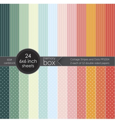 Scrapbooking Papier Cottage Stripes and Dots, 6"x6" - Memory Box