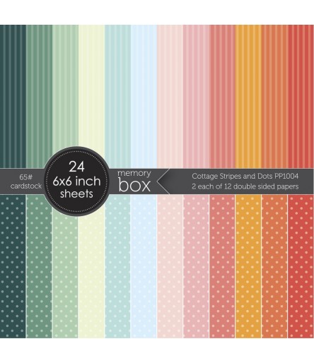 Scrapbooking Papier Cottage Stripes and Dots, 6"x6" - Memory Box