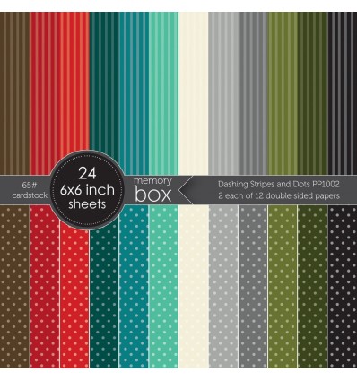 Scrapbooking Papier Dashing Stripes and Dots, 6"x6" - Memory Box