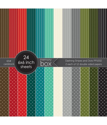 Scrapbooking Papier Dashing Stripes and Dots, 6"x6" - Memory Box
