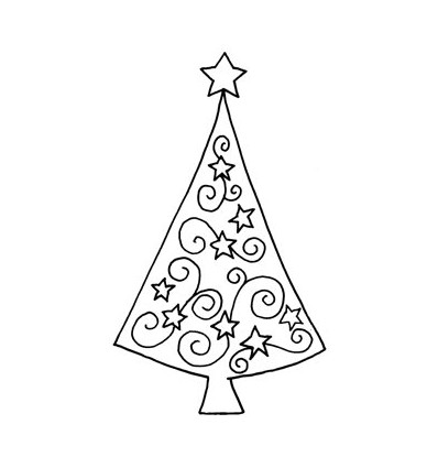 Swirl-Tanne mit Sternen Stempel