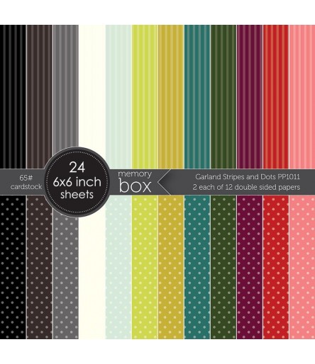 Scrapbooking Papier Garland Stripes and Dots, 6x6" - Memory Box