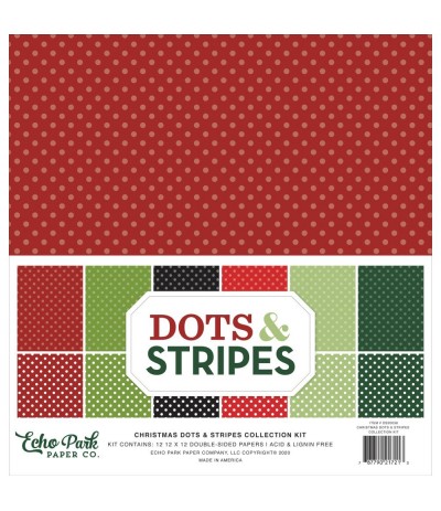 Scrapbooking Papier Christmas Dosts & Stripes, 12" x12" - Echo Park
