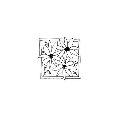 3 Blumen in Rahmen Stempel