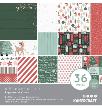 Scrapbooking Papier Peppermint Kisses, 6.5" x 6.5" - Kaisercraft